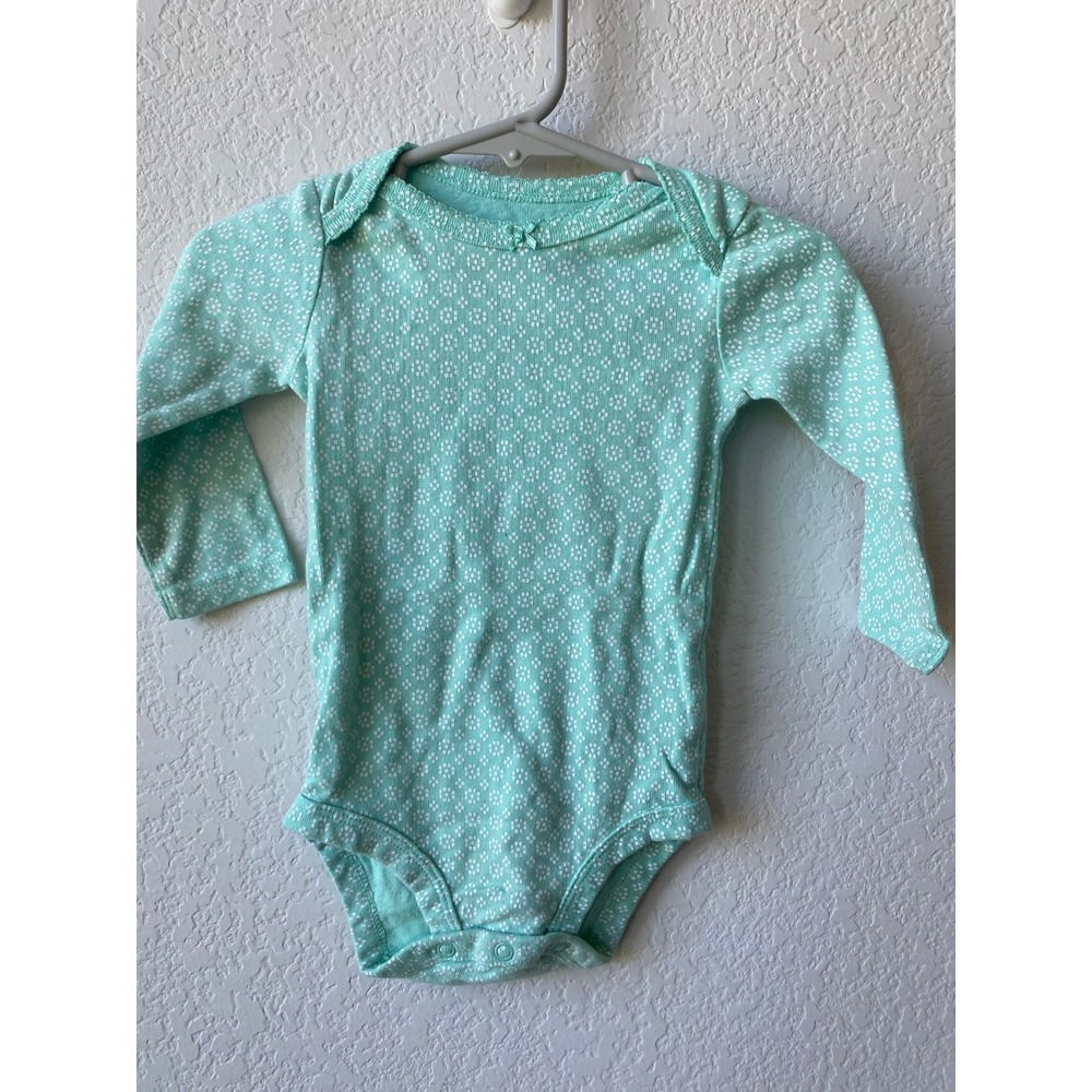 Simple Joys by Carters Baby Girls Geometric Long Sleeve Bodysuit 6-9M Mint Green